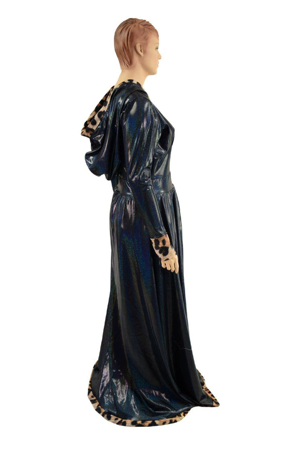 Open Front Breakaway Snap Gown with Reaper Hood and Leopard Trim - 9