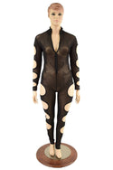 Quad Cutout Catsuit in Black Mesh - 2