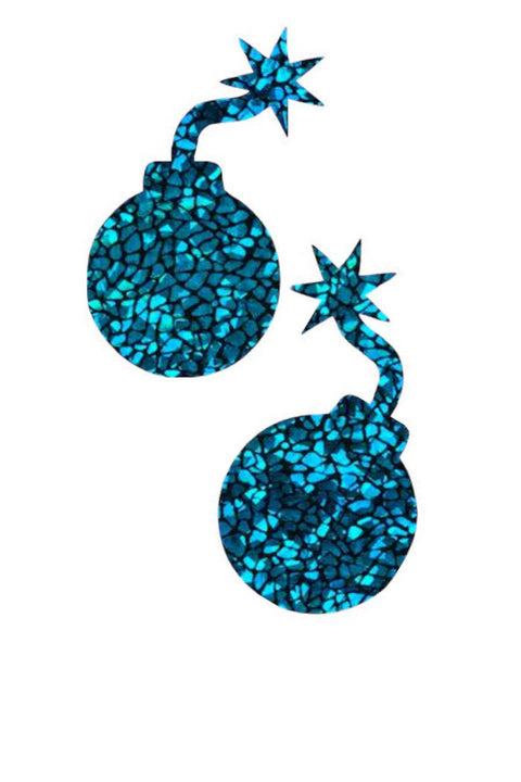 Turquoise Holographic Bomb Pasties - Coquetry Clothing