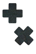 Black Holographic Cross Pasties - 1