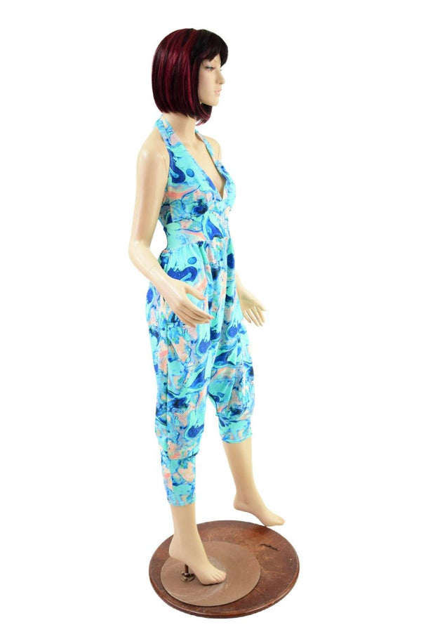 Drop Crotch Halter Jumpsuit in Lapis Lagoon - 5