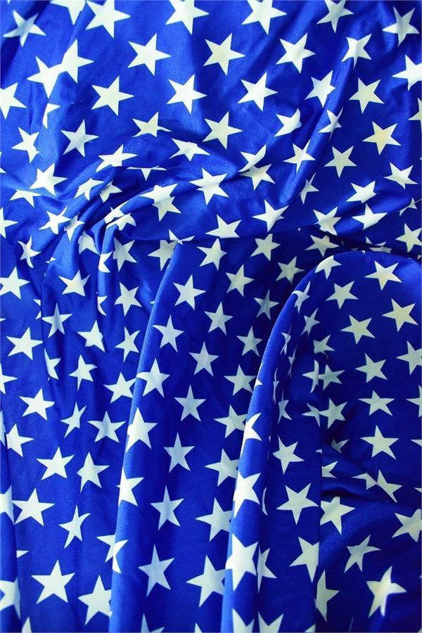Blue & White Star Print Fabric - 1
