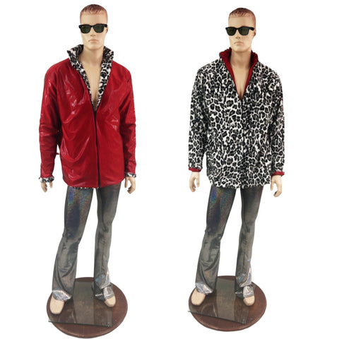 Mens Minky Faux Fur Reversible Collared Jacket - Coquetry Clothing