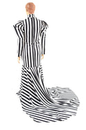 Striped Gown with High-Break Mermaid Flare Puddle Train - 2