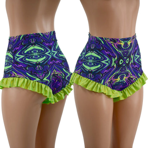 High Waist Siren Shorts with Ruffled Leg - Coquetry Clothing