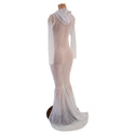 White Mesh Puddle Train Gown - 4