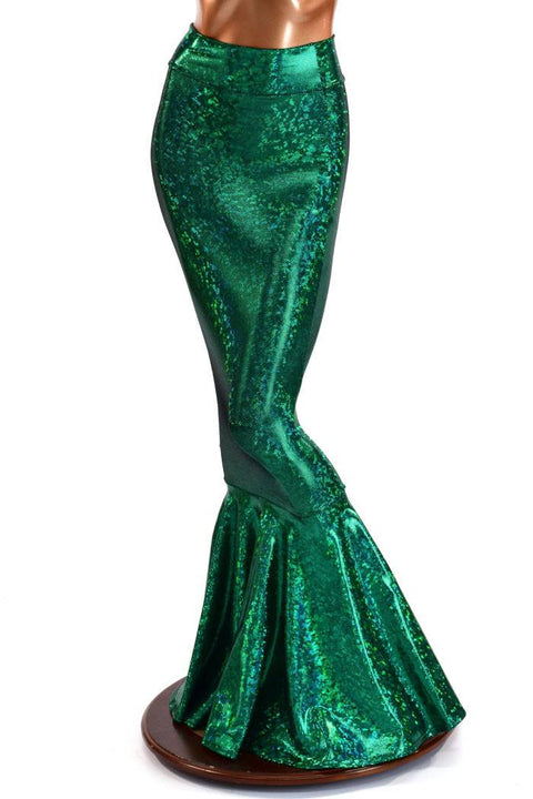 Green Holographic High Waist Mermaid Skirt - Coquetry Clothing