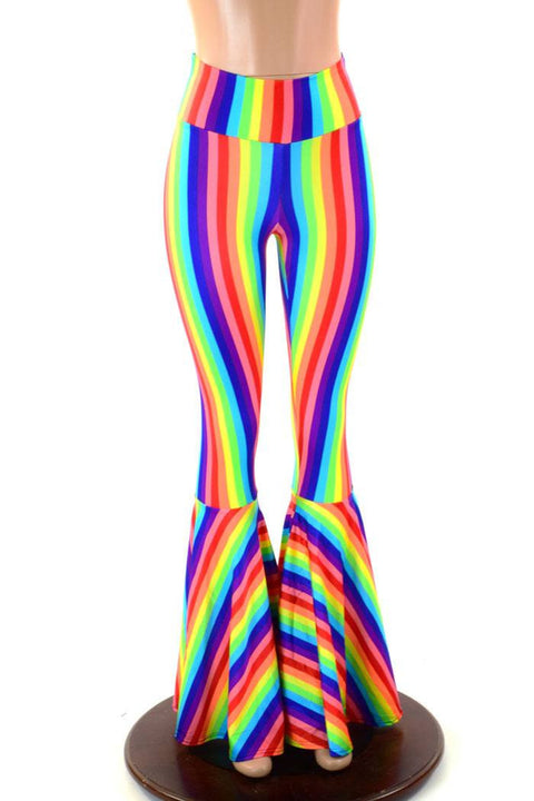 Rainbow High Waist Bell Bottom Flares - Coquetry Clothing