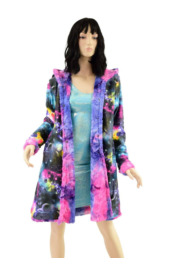 Minky A Line Reversible Coat in Razzle Dazzle and Galaxy - 7