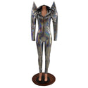 Mens or Womens Mega Sharp Shoulder Catsuit with Red Holo Bolt - 2