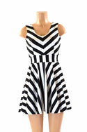 Black & White Striped Skater Dress - 1