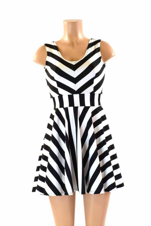 Black & White Striped Skater Dress - Coquetry Clothing