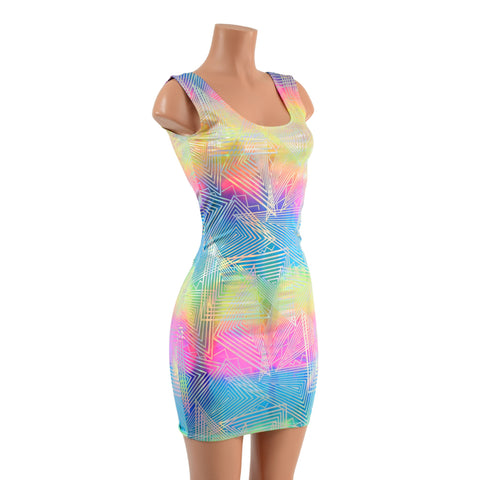 Spectrum Holographic Bodycon Tank Dress - Coquetry Clothing