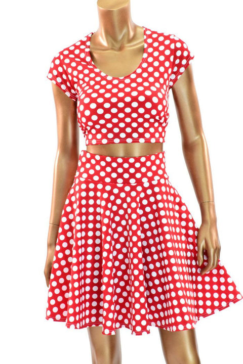 Polka Dot Minnie Skater Skirt & Crop - Coquetry Clothing