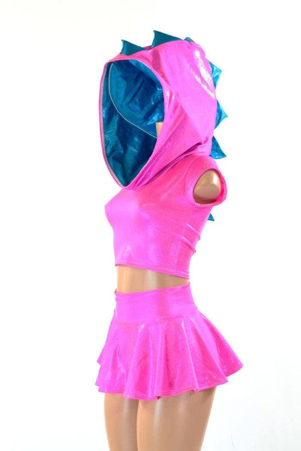Pink & Peacock Dragon Hoodie & Skirt - 1