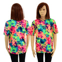 Childrens UV Glow Acid Splash Shirt with Tee Sleeves - 1