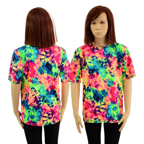 Childrens UV Glow Acid Splash Shirt with Tee Sleeves - Coquetry Clothing