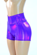 Purple High Waist Shorts - 1