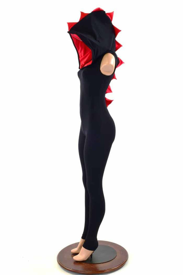 Black & Red Hooded Catsuit - 1