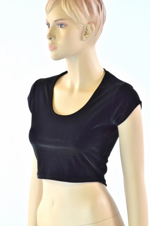 Black Soft Knit Cap Sleeve Crop - Coquetry Clothing