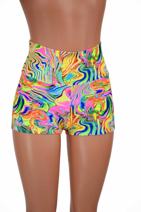 Neon Flux High Waist Shorts - Coquetry Clothing