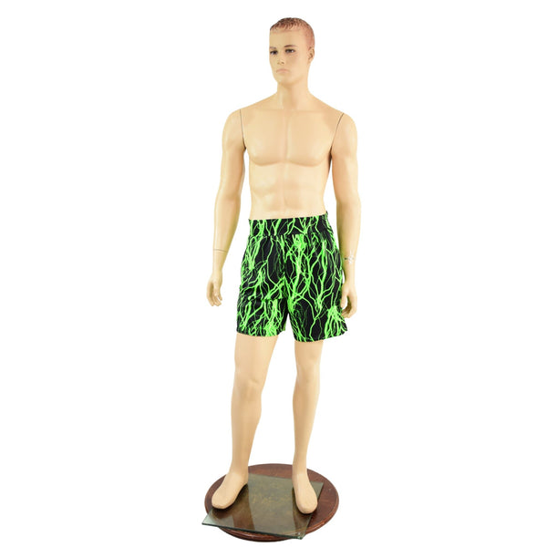 Mens Basketball Shorts with Pockets in Neon Green Lightning - 5