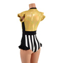 Circus Stripes and Gold Holographic Flip Sleeve Paneled Romper - 5