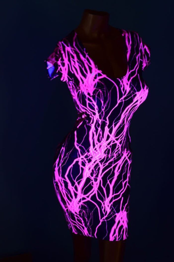 Pink Lightning Cap Sleeve Dress - 1