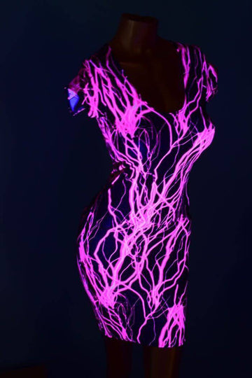 Pink Lightning Cap Sleeve Dress - Coquetry Clothing