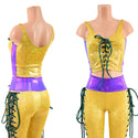 Mardi Gras 2PC Lace Up Top and Bell Bottoms Set - 3