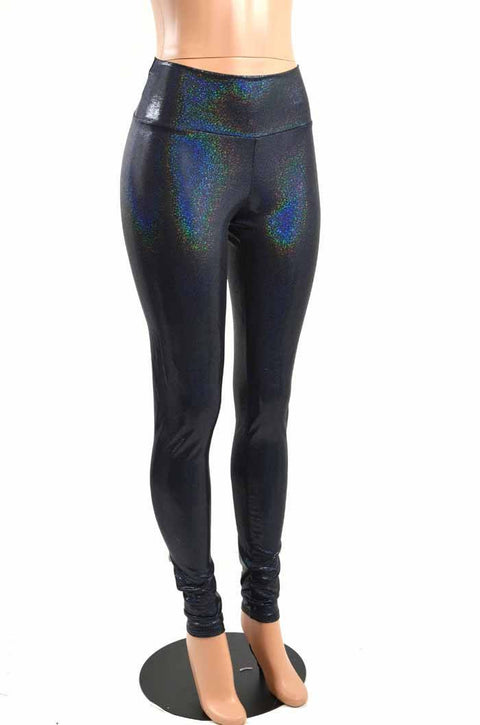 Black Holographic High Waist Leggings - Coquetry Clothing