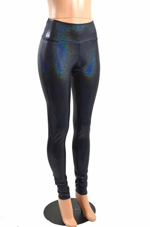 Black Holographic High Waist Leggings | Coquetry Clothing