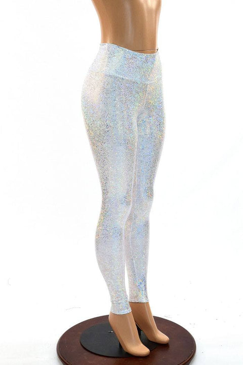 Silvery White High Waist Leggings - Coquetry Clothing