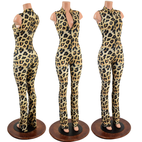 Leopard Print Sleeveless Stella Catsuit with Bootcut Leg - 2