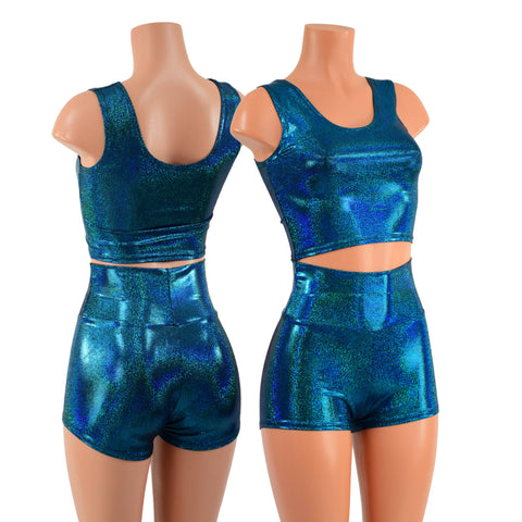 Ocean Sparkle High Waist Shorts OR Top READY to SHIP - Coquetry Clothing