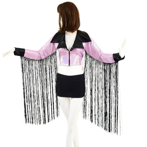 Showtime Zipper Front Jacket with Cuffs and 30" Fringe - Coquetry Clothing