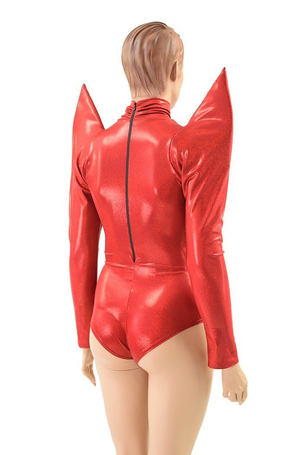 Red Mega Sharp Shoulder Romper - 5