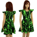 Girls Neon Green Lightning Skater Dress - 1