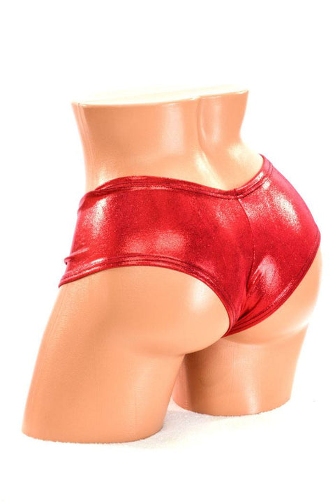Red Sparkly Holographic Cheeky Shorts - Coquetry Clothing