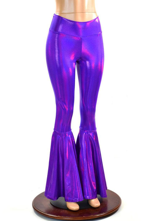 Purple High Waist Bell Bottom Flares - Coquetry Clothing