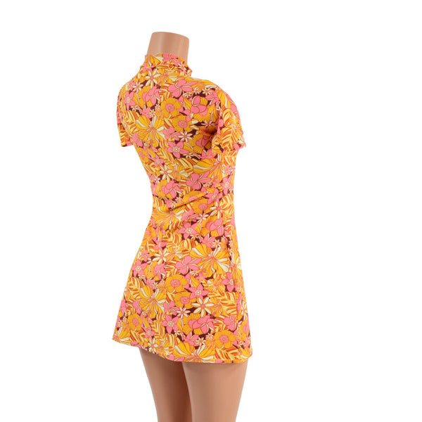 Mini A Line Dress with Tee Sleeves and Teardrop Keyhole - 6