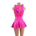 Neon Pink and Lime Dragon Crop Hoodie & Skirt Set - 3