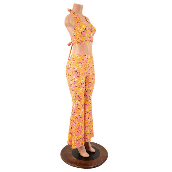 High Waist Solar Flares and Tie Back Halter in "What the Floral" - 3