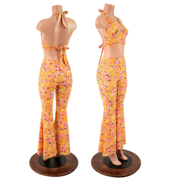 High Waist Solar Flares and Tie Back Halter in "What the Floral" - 1