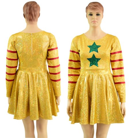 Gold, Red and Green Klown Dress - Coquetry Clothing