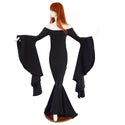 Black Zen Morticia Gown with Off Shoulder Neckline & Sorceress Sleeves - 4