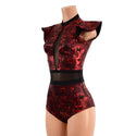 Primeval Red and Mesh Romper with Inset Keyhole Neckline - 3