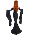 Black Zen Morticia Gown with Off Shoulder Neckline & Sorceress Sleeves - 2