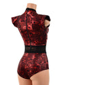 Primeval Red and Mesh Romper with Inset Keyhole Neckline - 5