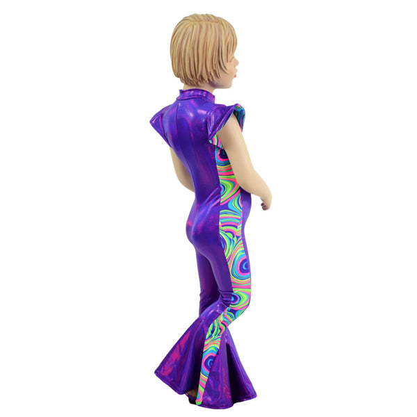 Kids Bell Bottom Catsuit with Flip Sleeves and Side Panels - 4